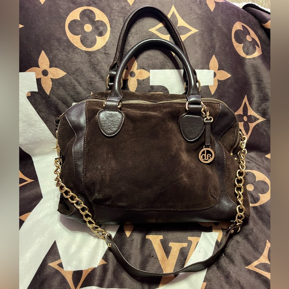 Audrey Brooke EUC Chocolate Leather & Suede Shoulder  Bag